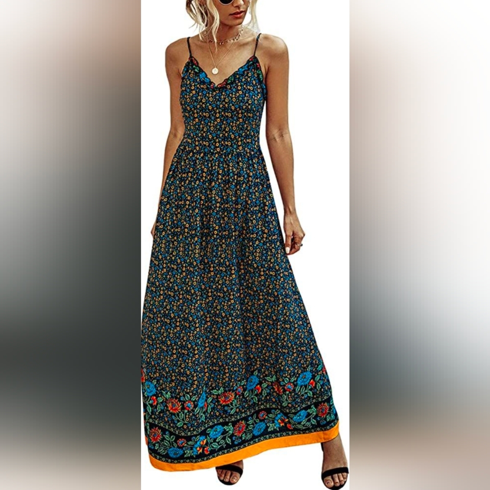 Kirundo Boho Floral Maxi Dress – Size Small